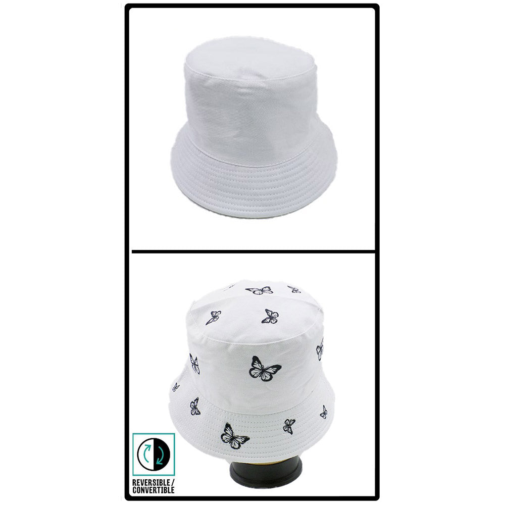 HATEGORY Reversible Butterfly Pattern Bucket Hat