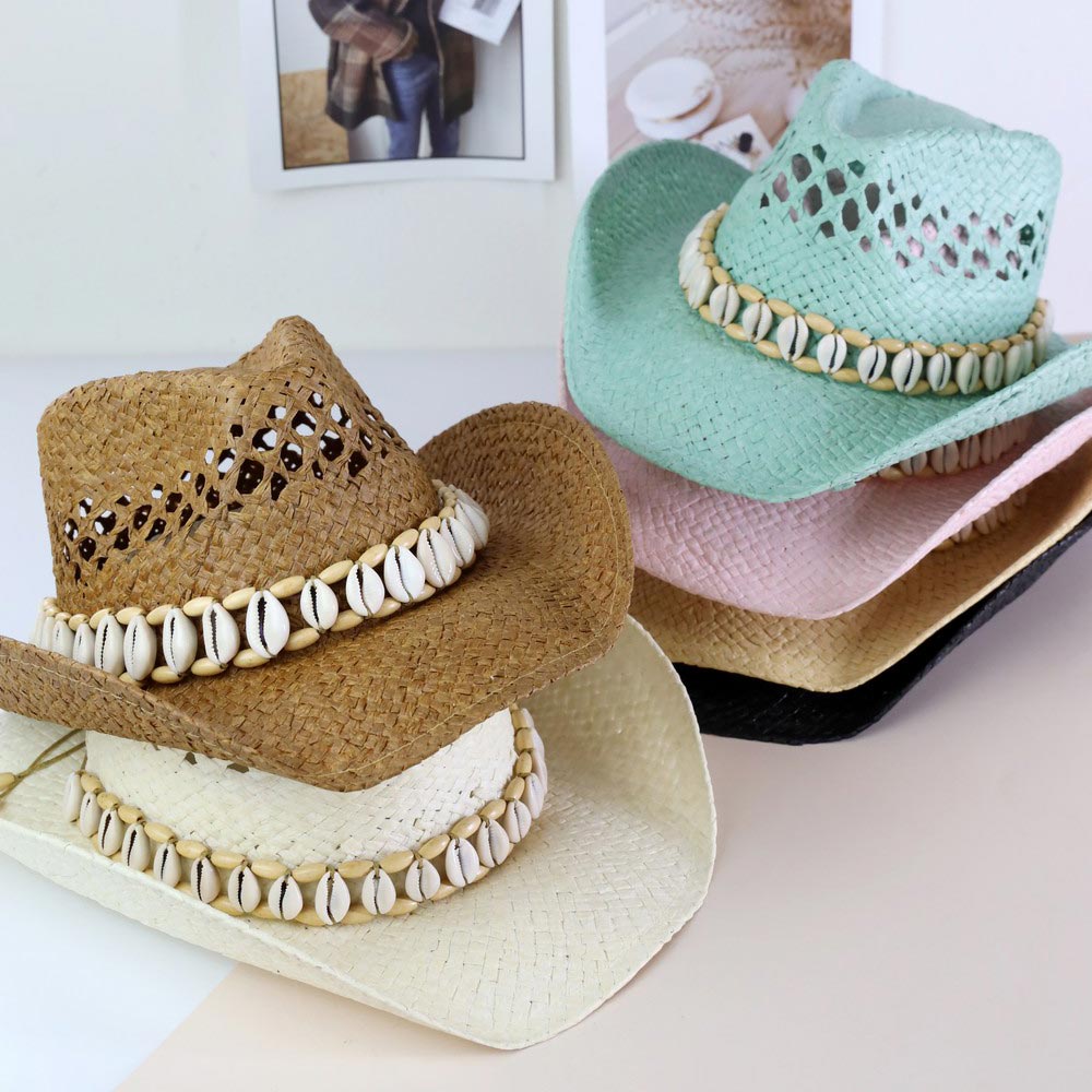 HATEGORY Seashells Band Cowboy Cowgirl Handmade Hat