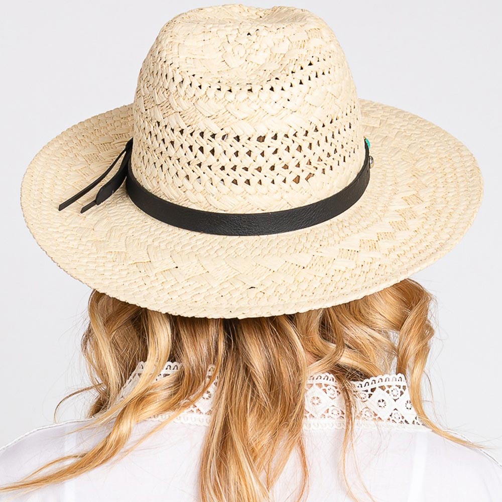 HATEGORY Straw Handmade Sun Hat With Beaded Band