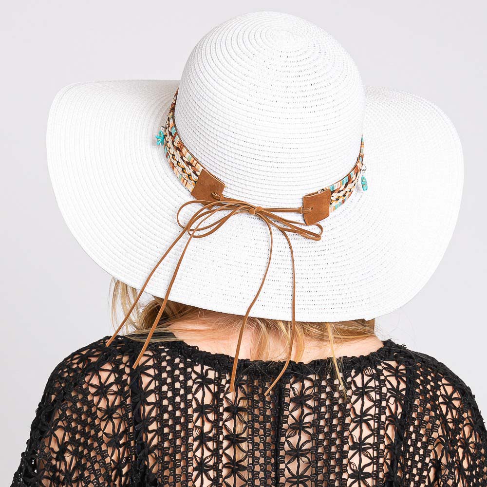 HATEGORY Floppy Straw Hat With Boho and Sealife Band