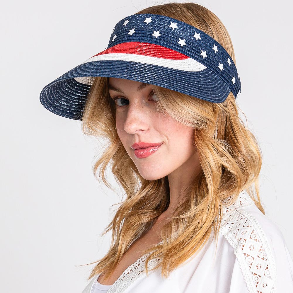 HATEGORY American Flag Roll Up Visor With Adjustable Elastic Band