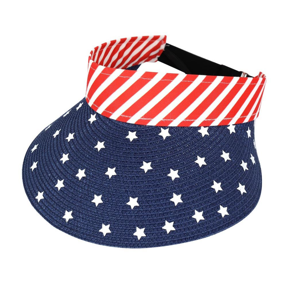 HATEGORY American Flag Roll Up Visor With Adjustable Elastic Band