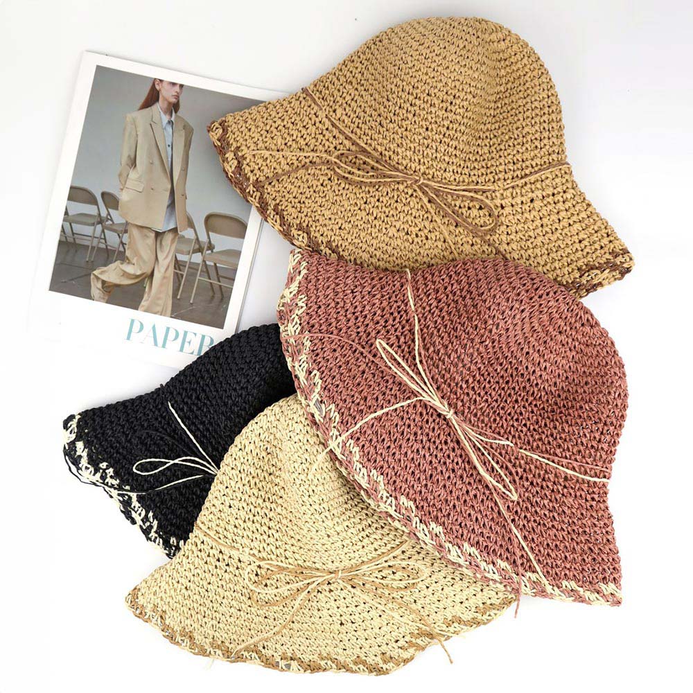 HATEGORY Edge Detailed Straw Bucket Hat