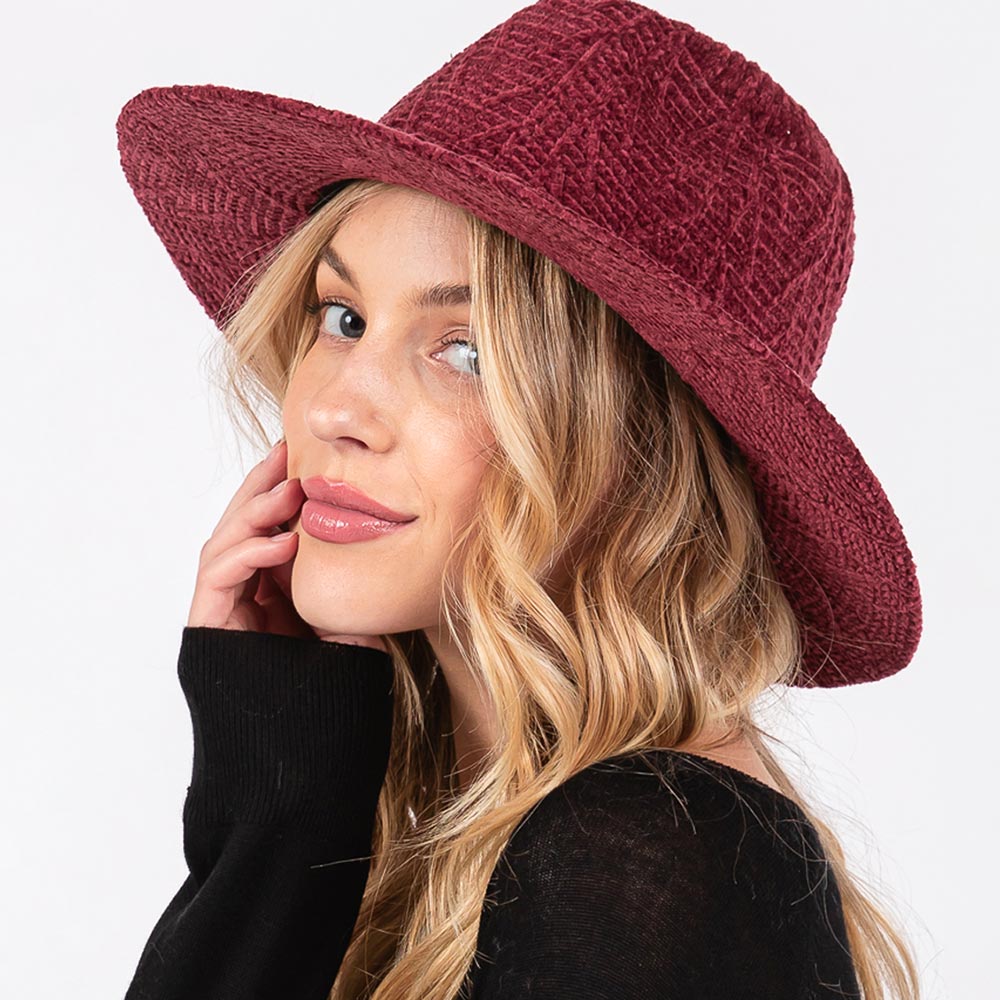 HATEGORY Chenille Pattern Fedora Hat with Braided Band