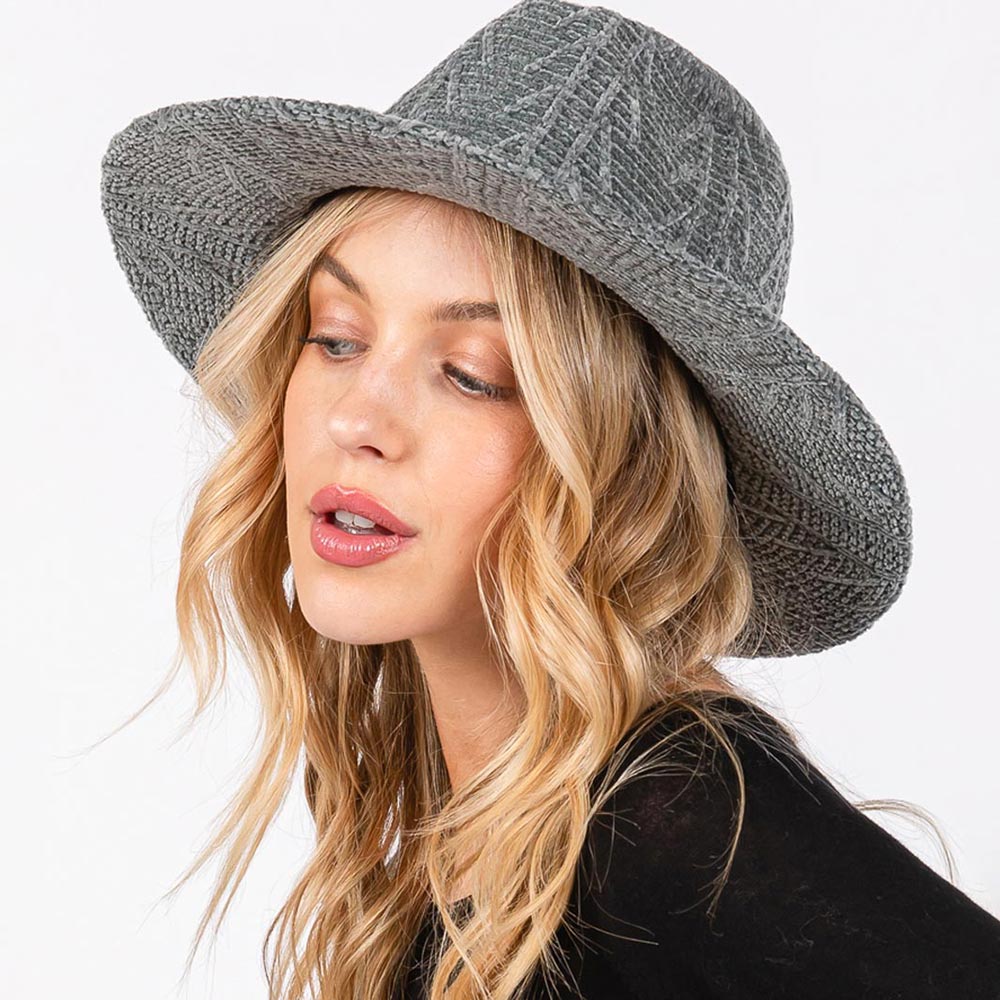 HATEGORY Chenille Pattern Fedora Hat with Braided Band