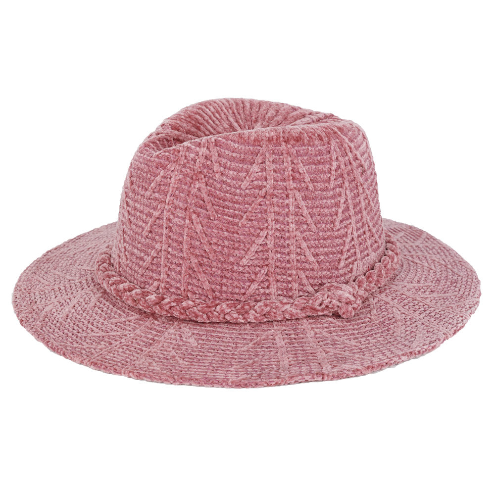 HATEGORY Chenille Pattern Fedora Hat with Braided Band