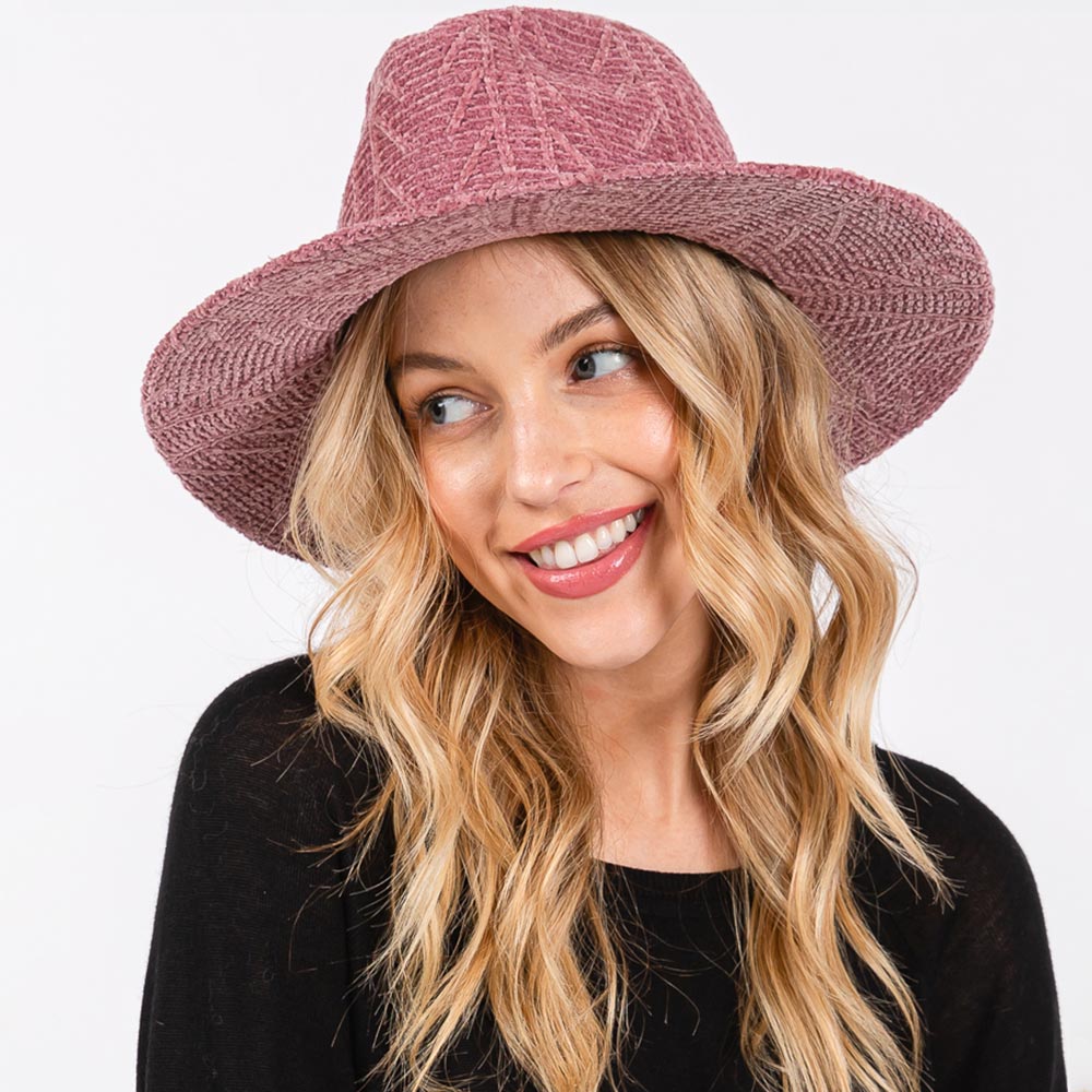 HATEGORY Chenille Pattern Fedora Hat with Braided Band