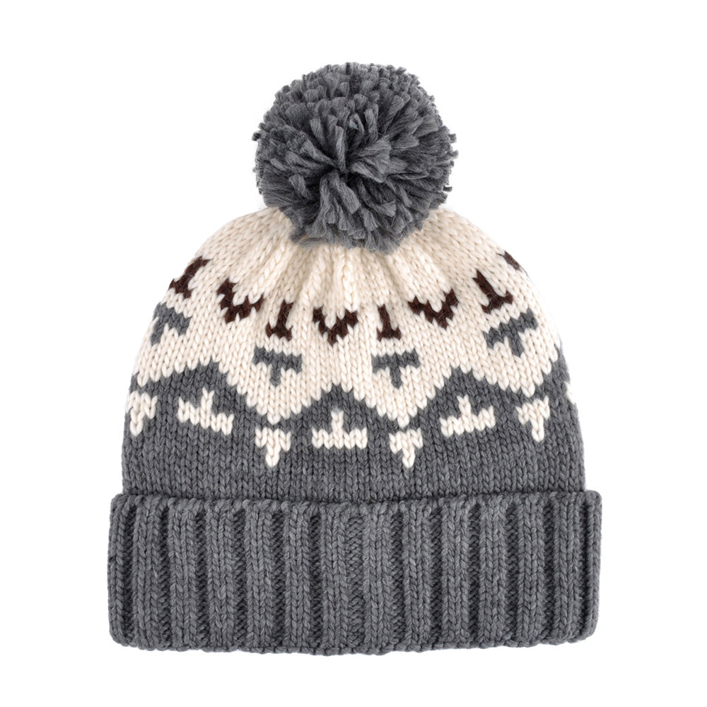 HATEGORY Aztec Pattern Pom Pom Beanie Hat