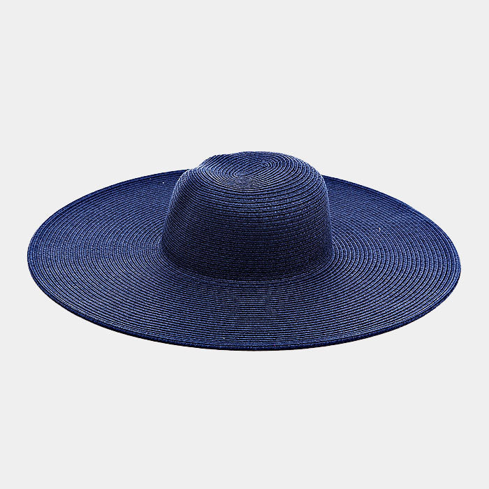 HATEGORY Wide Brimmed Solid Straw Floppy Hat