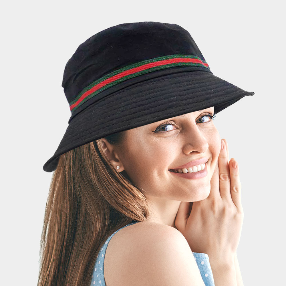 HATEGORY Reversible Color Block Detail Bucket Hat