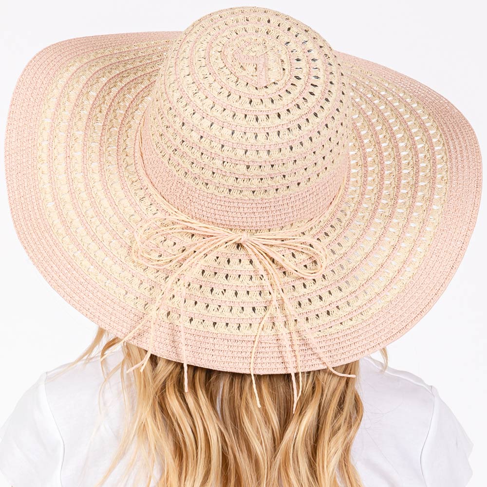 HATEGORY Striped Pattern Wide Brim Floppy Sun Hat