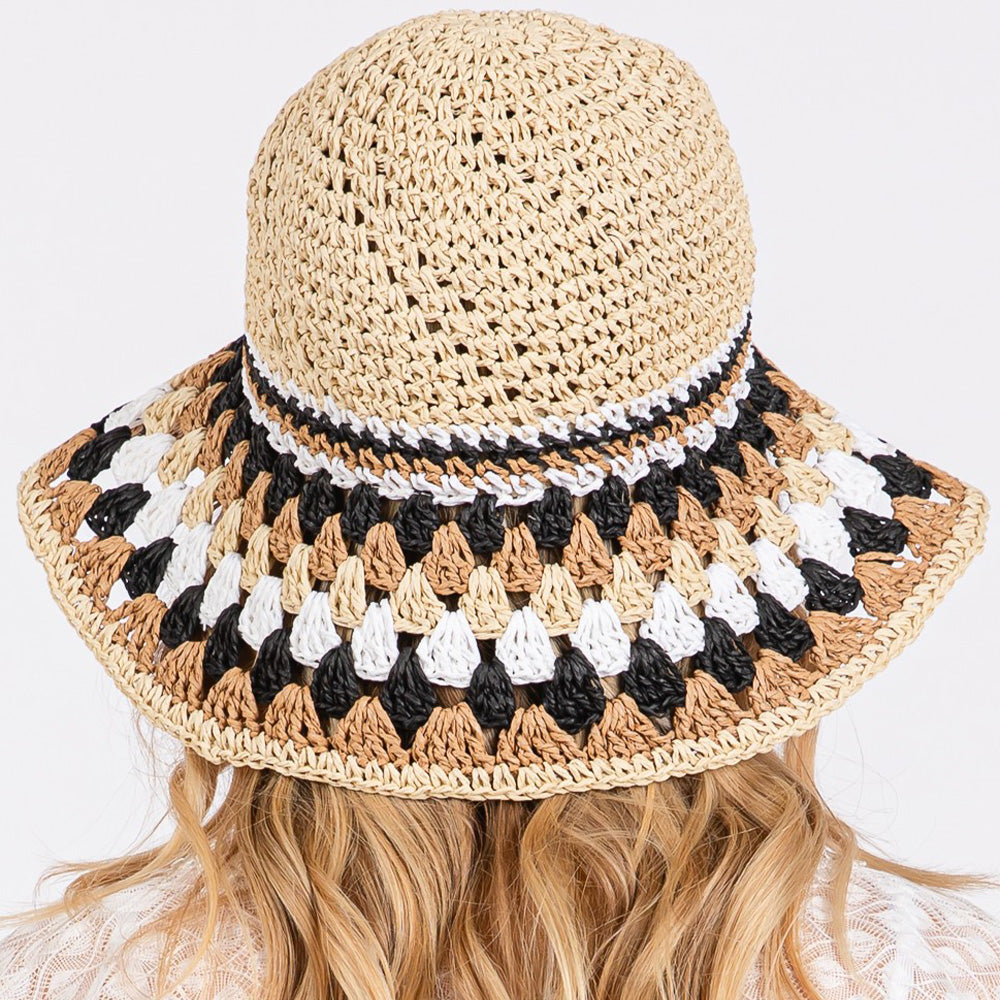 HATEGORY Multi Color Straw Bucket Hat