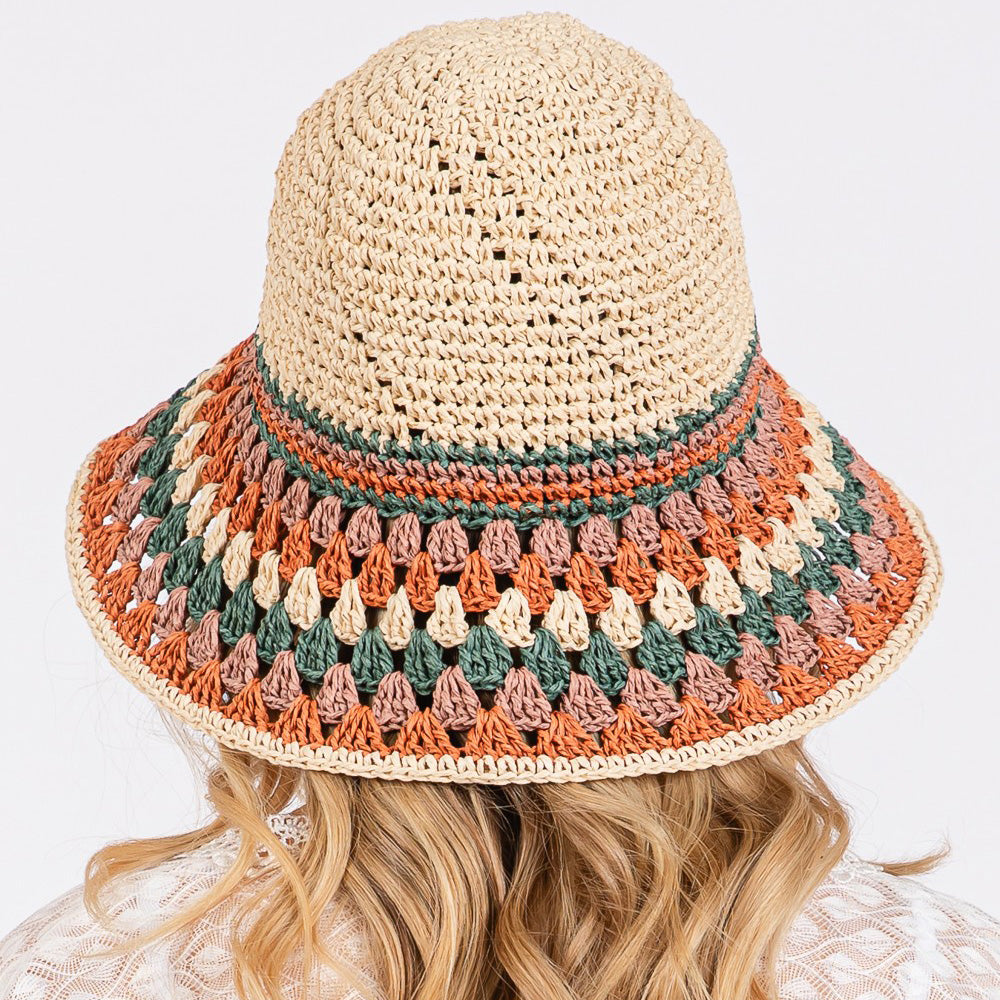 HATEGORY Multi Color Straw Bucket Hat