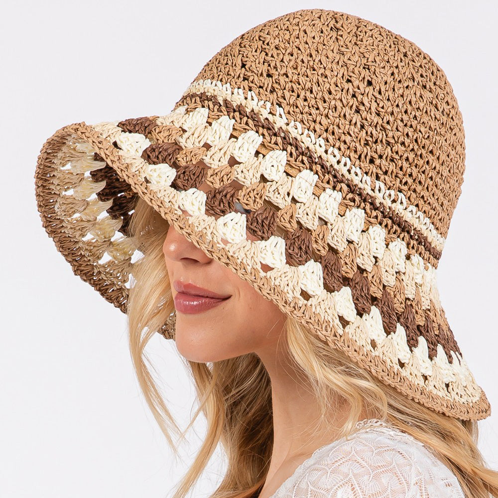HATEGORY Multi Color Straw Bucket Hat