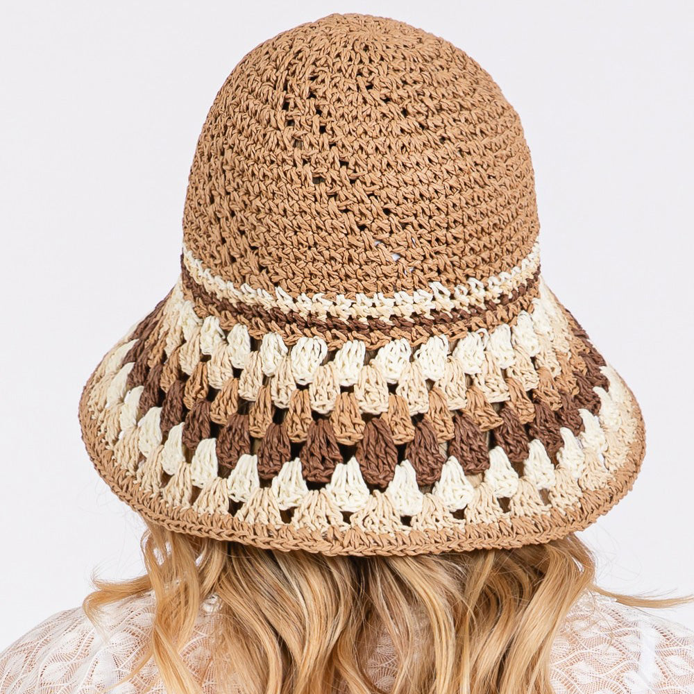 HATEGORY Multi Color Straw Bucket Hat