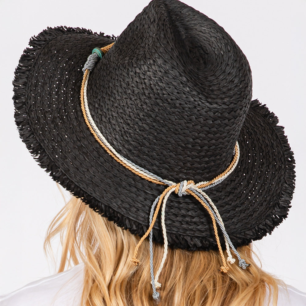 HATEGORY Frayed Straw Sun Hat with Braided Starfish Band