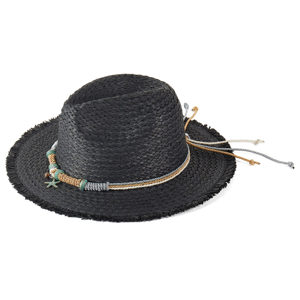 HATEGORY Frayed Straw Sun Hat with Braided Starfish Band