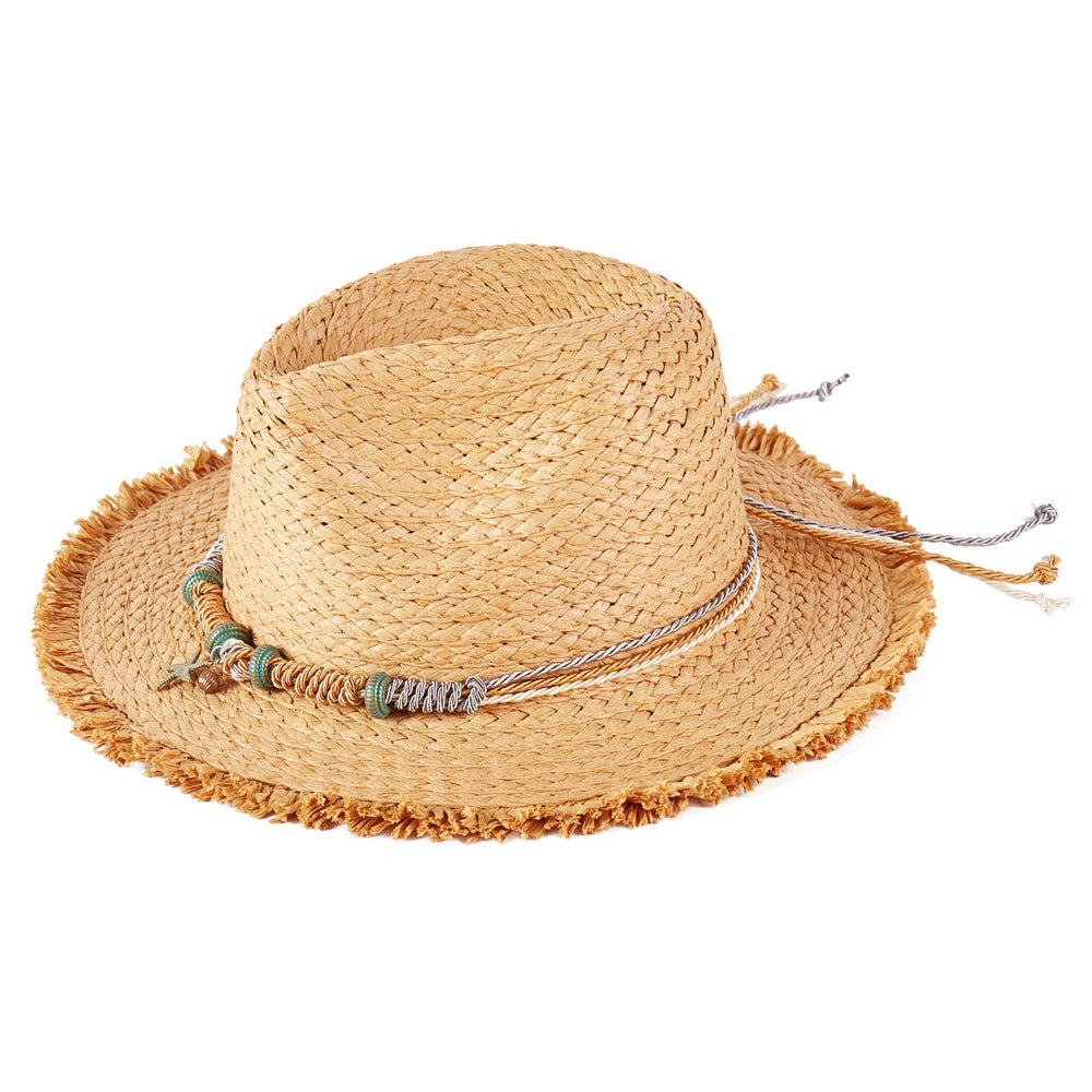 HATEGORY Frayed Straw Sun Hat with Braided Starfish Band