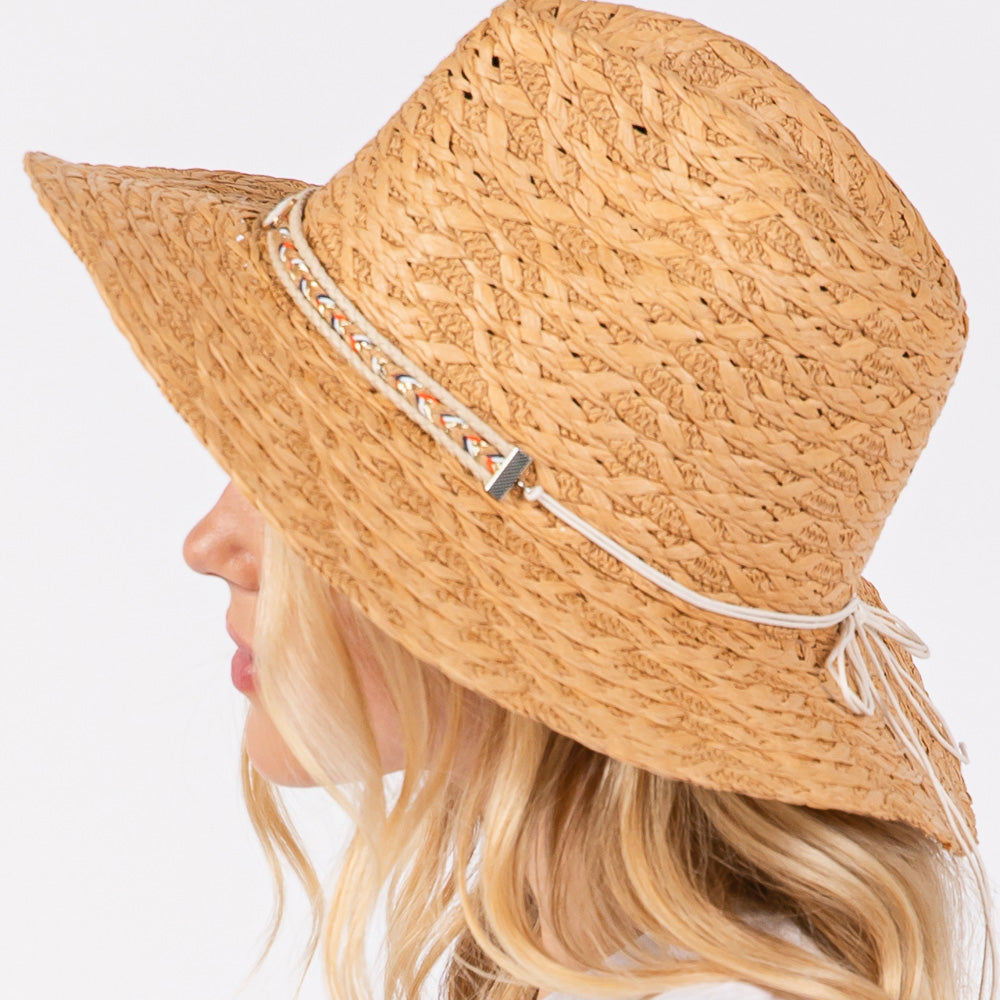 HATEGORY Straw Sun Hat with Straw Braided Evil Eye