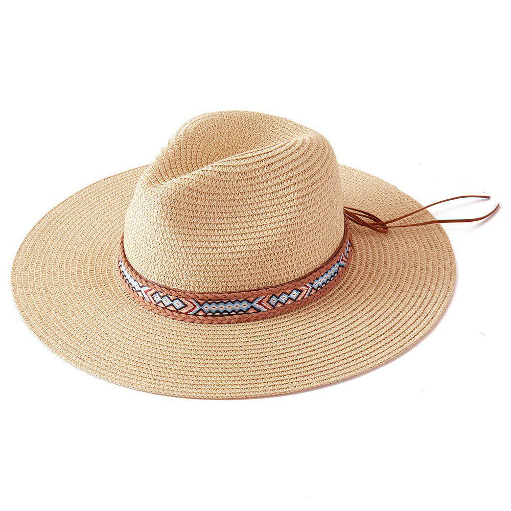 HATEGORY Woven Boho Band Straw Sun Hat