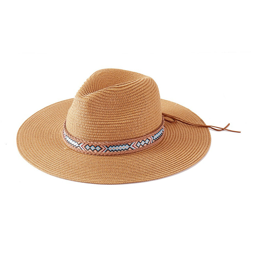 HATEGORY Woven Boho Band Straw Sun Hat