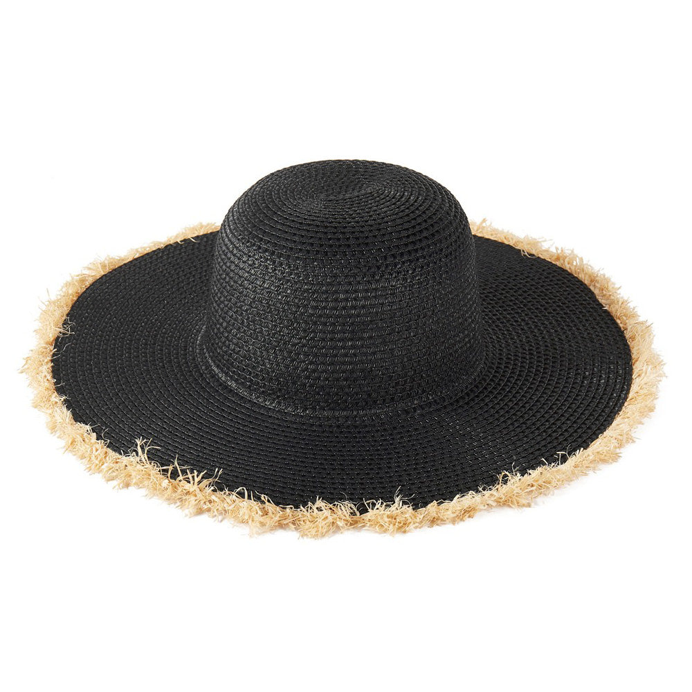 HATEGORY Frayed Edge Floppy Straw Sun Hat