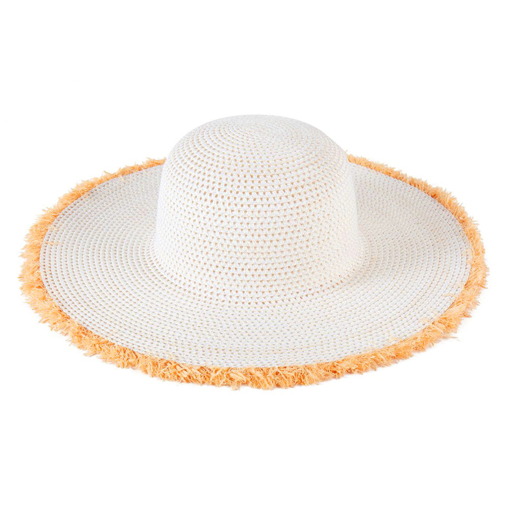 HATEGORY Frayed Edge Floppy Straw Sun Hat