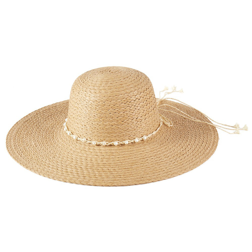 HATEGORY Braided Pearl Band Wide Floppy Sun Hat