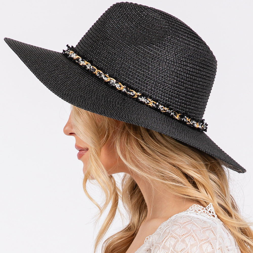 HATEGORY Confetti Braided Chain Band Straw Hat