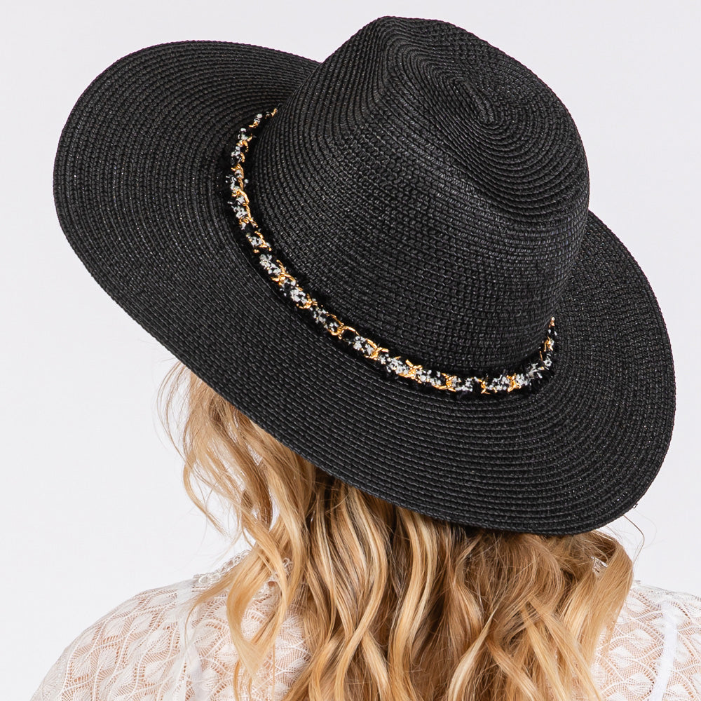 HATEGORY Confetti Braided Chain Band Straw Hat