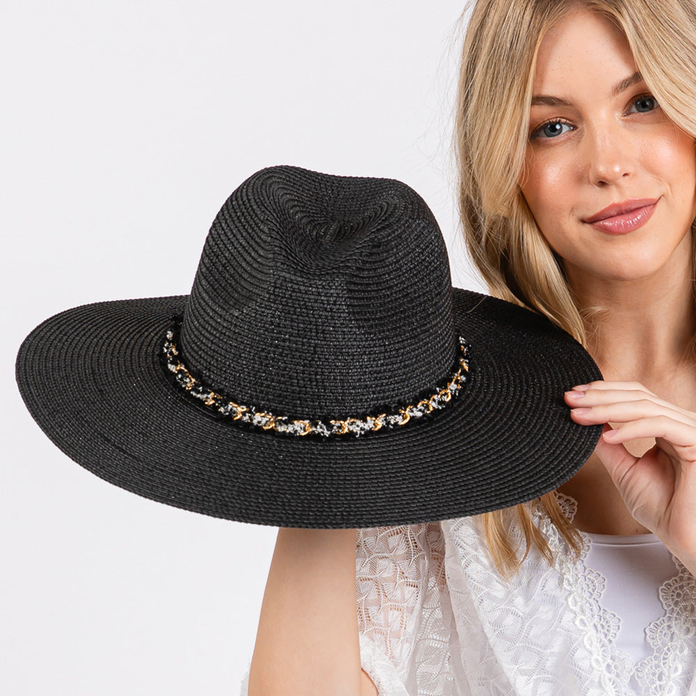 HATEGORY Confetti Braided Chain Band Straw Hat