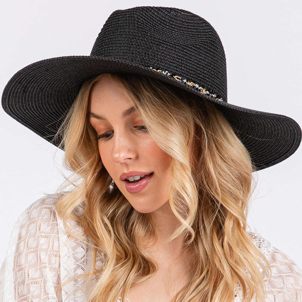 HATEGORY Confetti Braided Chain Band Straw Hat