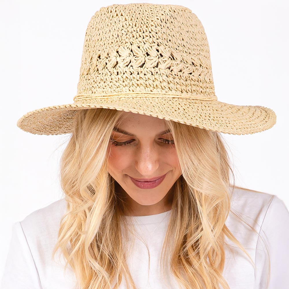 HATEGORY Crochet Straw Sun Hat