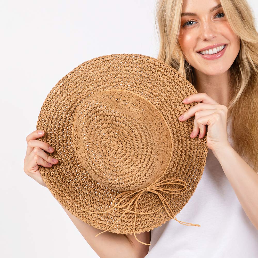 HATEGORY Crochet Straw Sun Hat