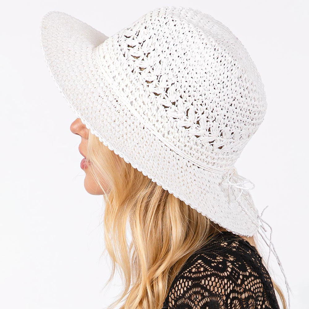 HATEGORY Crochet Straw Sun Hat