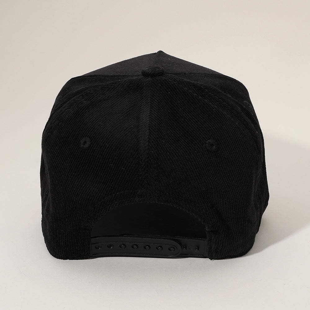 HATEGORY SOMEBODYS PROBLEM Message Embroidered Corduroy Baseball Cap