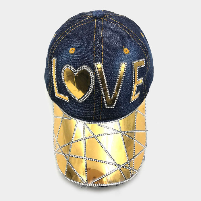 HATEGORY LOVE _ Bling Denim Baseball Cap