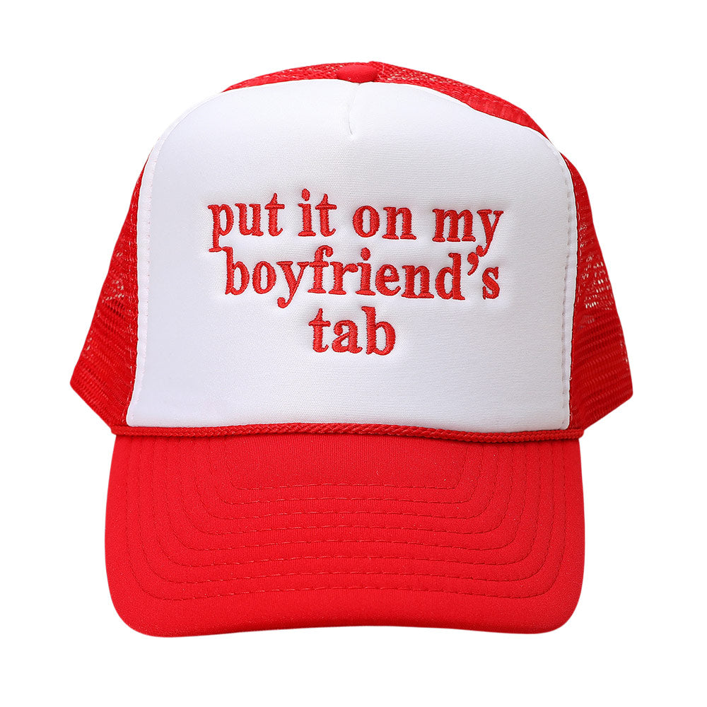 HATEGORY PUT IT ON MY BOYFRIENDS TAB Embroidered Mesh Back Trucker Cap