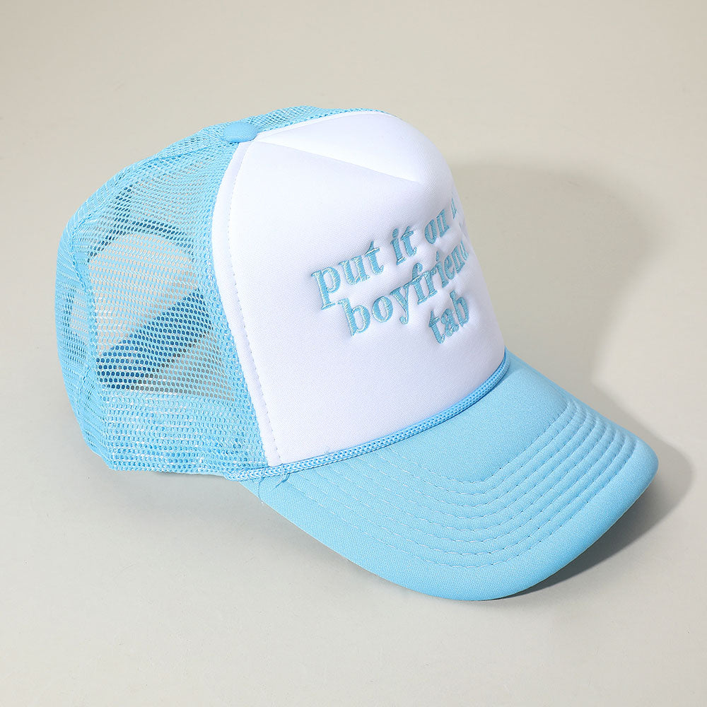HATEGORY PUT IT ON MY BOYFRIENDS TAB Embroidered Mesh Back Trucker Cap