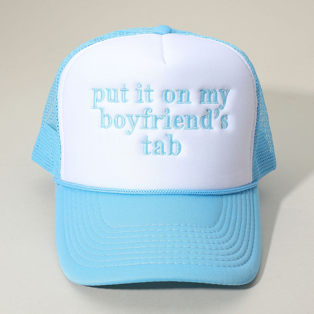 HATEGORY PUT IT ON MY BOYFRIENDS TAB Embroidered Mesh Back Trucker Cap