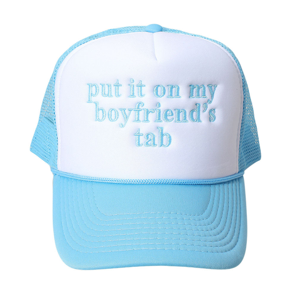 HATEGORY PUT IT ON MY BOYFRIENDS TAB Embroidered Mesh Back Trucker Cap