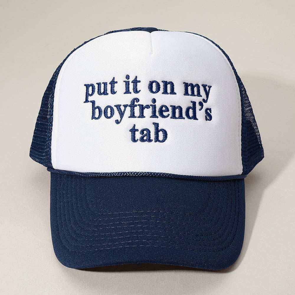 HATEGORY PUT IT ON MY BOYFRIENDS TAB Embroidered Mesh Back Trucker Cap