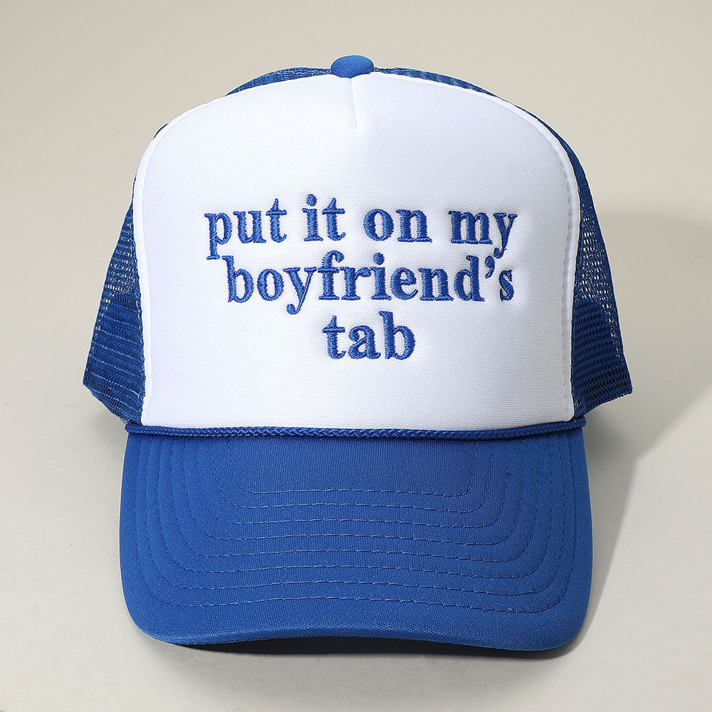 HATEGORY PUT IT ON MY BOYFRIENDS TAB Embroidered Mesh Back Trucker Cap