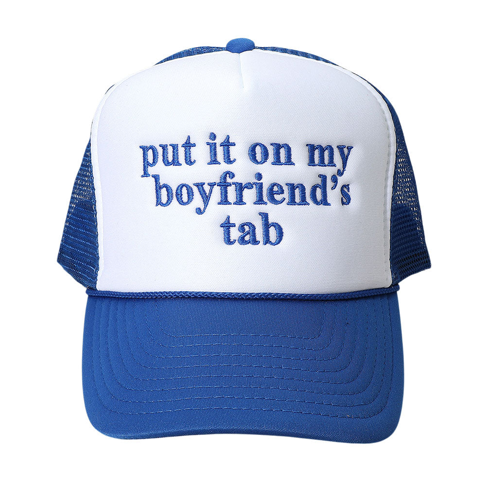 HATEGORY PUT IT ON MY BOYFRIENDS TAB Embroidered Mesh Back Trucker Cap