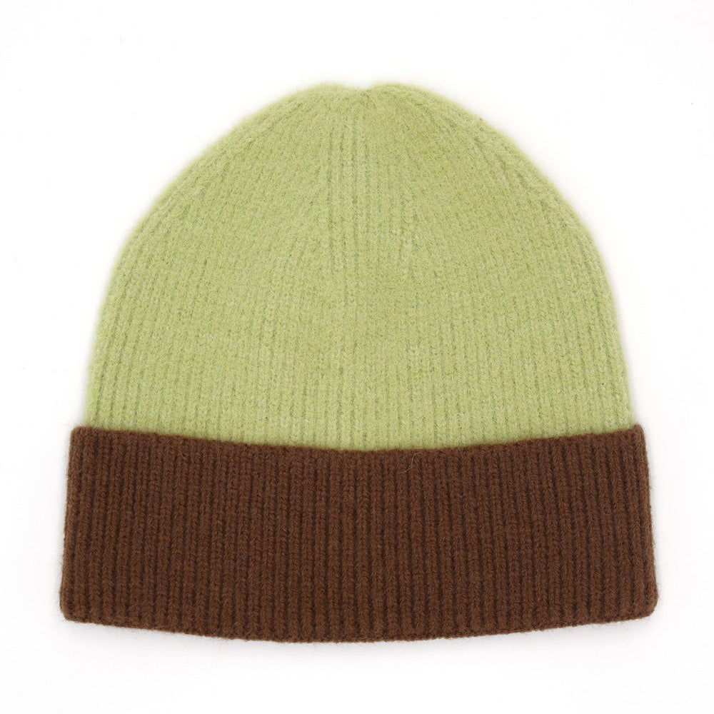 HATEGORY Two Tone Soft Fuzzy Knit Winter Beanie Hat