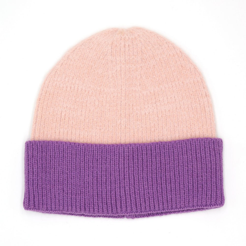 HATEGORY Two Tone Soft Fuzzy Knit Winter Beanie Hat