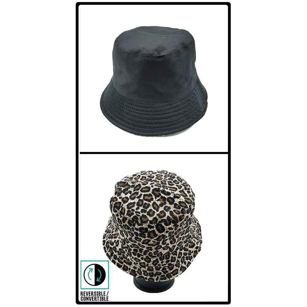 HATEGORY Reversible Leopard Patterned Bucket Hat