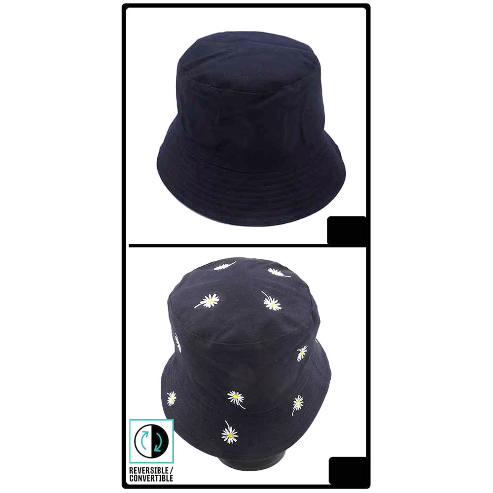 HATEGORY Reversible Daisy Flower Patterned Bucket Hat