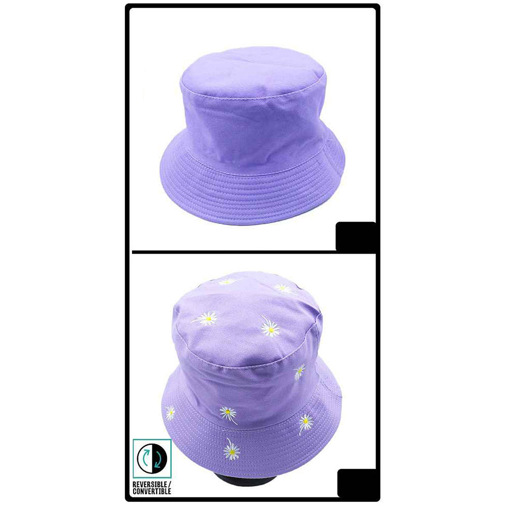 HATEGORY Reversible Daisy Flower Patterned Bucket Hat