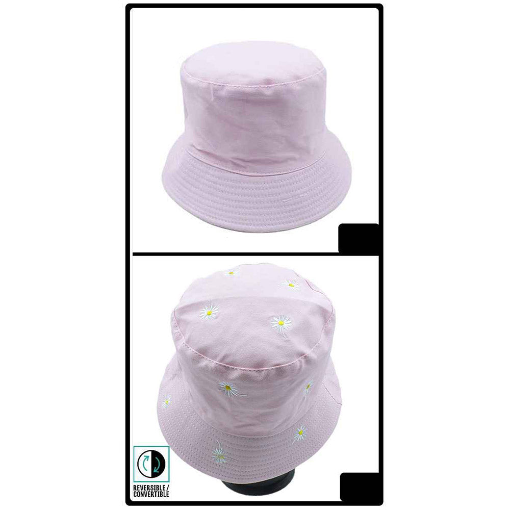 HATEGORY Reversible Daisy Flower Patterned Bucket Hat